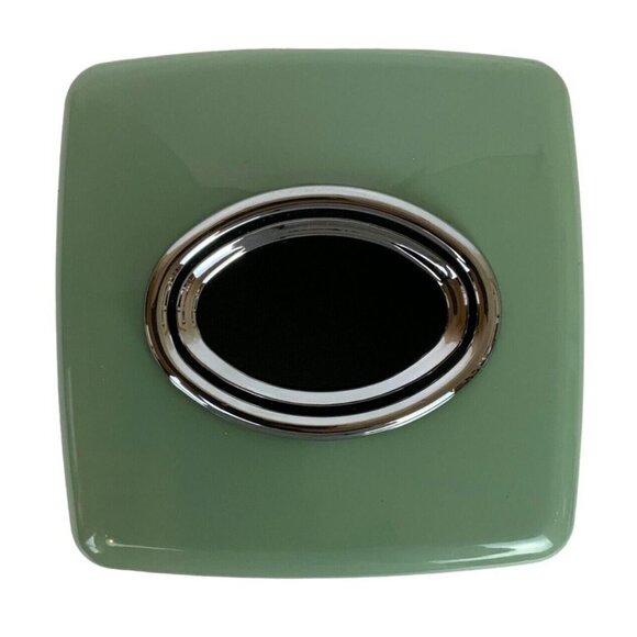 Molded Plastic Tissue Box Cover Mint Green Silver Square Bath Decor Vtg 60s 70s - Picture 6 of 8